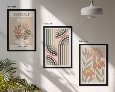 Lot de 3 tableaux pour salon Plantes abstraites aux couleurs pastel