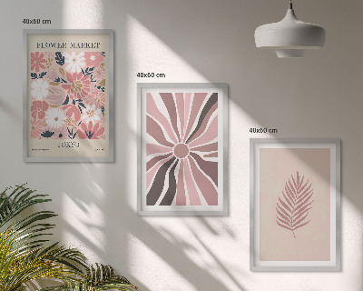 Lot de 3 tableaux pour salon Motifs floraux et géométrie