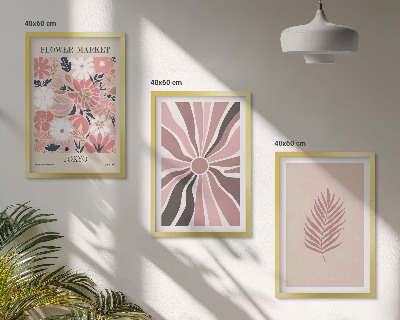 Lot de 3 tableaux pour salon Motifs floraux et géométrie