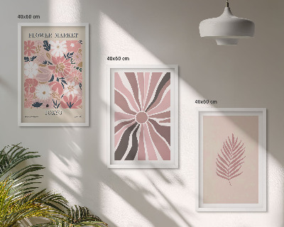 Lot de 3 tableaux pour salon Motifs floraux et géométrie
