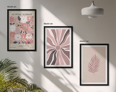 Lot de 3 tableaux pour salon Motifs floraux et géométrie