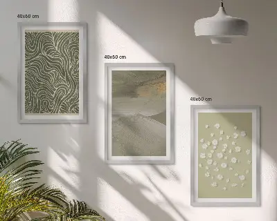 Cadre photo mural avec motifs floraux abstraits ondulés