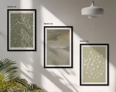 Cadre photo mural avec motifs floraux abstraits ondulés