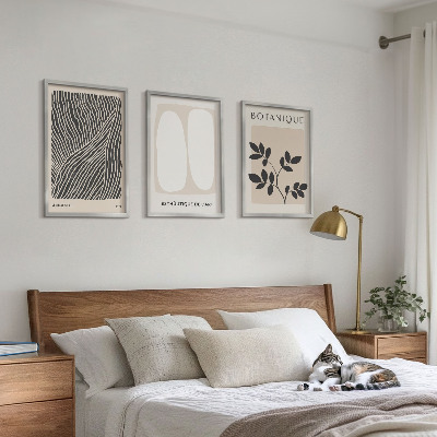 Lot de 3 tableaux pour salon Motifs et lignes des plantes