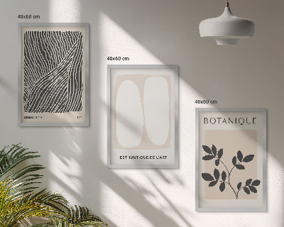 Lot de 3 tableaux pour salon Motifs et lignes des plantes