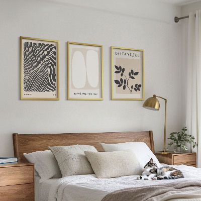 Lot de 3 tableaux pour salon Motifs et lignes des plantes
