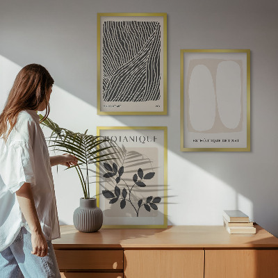 Lot de 3 tableaux pour salon Motifs et lignes des plantes