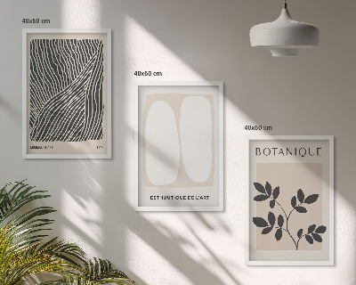 Lot de 3 tableaux pour salon Motifs et lignes des plantes