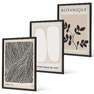 Lot de 3 tableaux pour salon Motifs et lignes des plantes