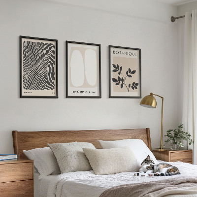 Lot de 3 tableaux pour salon Motifs et lignes des plantes