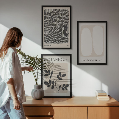 Lot de 3 tableaux pour salon Motifs et lignes des plantes
