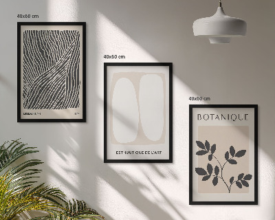 Lot de 3 tableaux pour salon Motifs et lignes des plantes