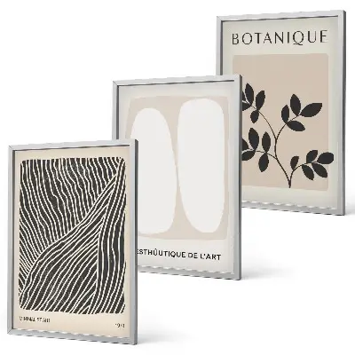 Lot de 3 tableaux pour salon motifs et lignes de plantes