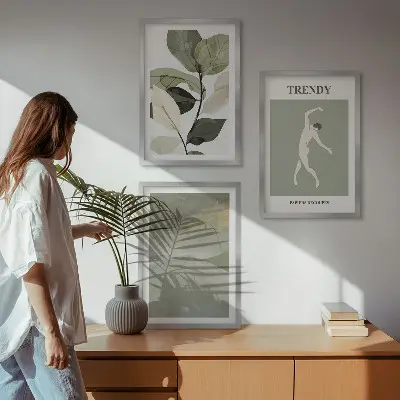 Cadre photo mural avec motifs abstraits de silhouettes de plantes