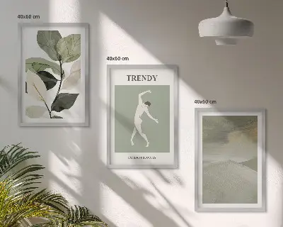 Cadre photo mural avec motifs abstraits de silhouettes de plantes