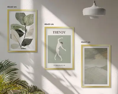 Cadre photo mural avec motifs abstraits de silhouettes de plantes