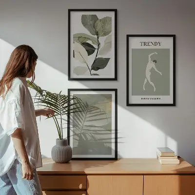 Cadre photo mural avec motifs abstraits de silhouettes de plantes