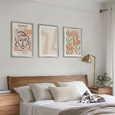 Lot de 3 tableaux pour salon Femme abstraite moderne