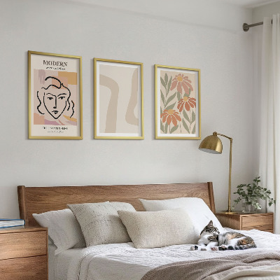 Lot de 3 tableaux pour salon Femme abstraite moderne