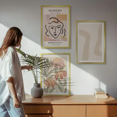Tableaux Femme abstraite moderne lot de 3 décorations pour le salon