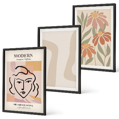 Lot de 3 tableaux pour salon Femme abstraite moderne