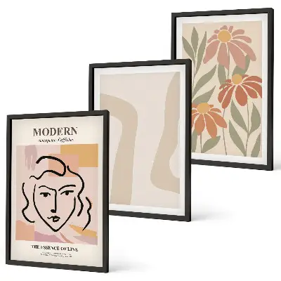 Tableaux Femme abstraite moderne lot de 3 décorations pour le salon