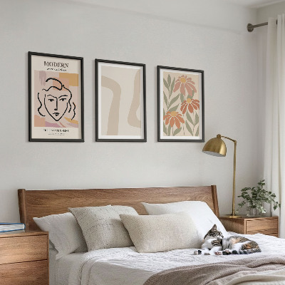 Lot de 3 tableaux pour salon Femme abstraite moderne