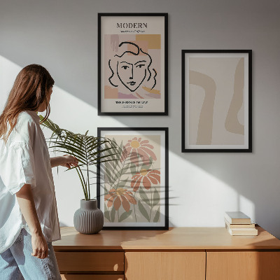 Lot de 3 tableaux pour salon Femme abstraite moderne