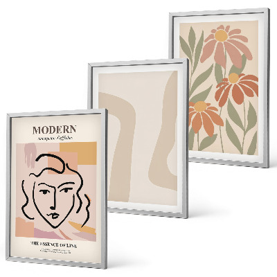 Lot de 3 tableaux pour salon Femme abstraite moderne
