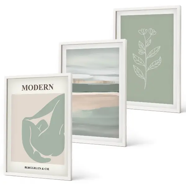 Cadre photo mural motifs de formes végétales abstraites dans des tons pastel