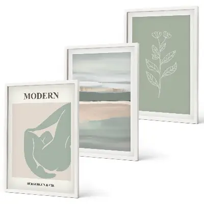 Cadre photo mural motifs de formes végétales abstraites dans des tons pastel