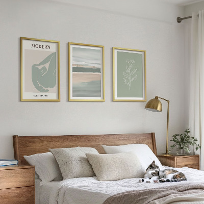 Cadre photo mural Formes végétales abstraites aux teintes pastel
