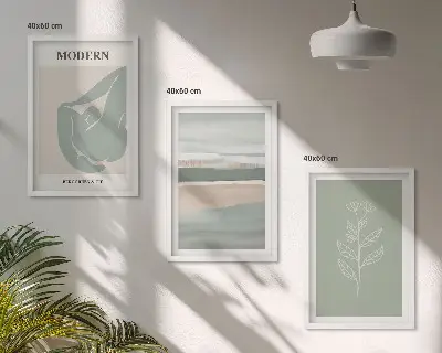 Cadre photo mural motifs de formes végétales abstraites dans des tons pastel