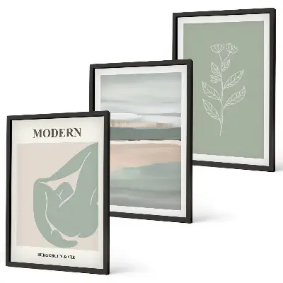 Cadre photo mural motifs de formes végétales abstraites dans des tons pastel