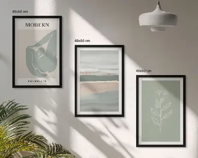 Cadre photo mural motifs de formes végétales abstraites dans des tons pastel