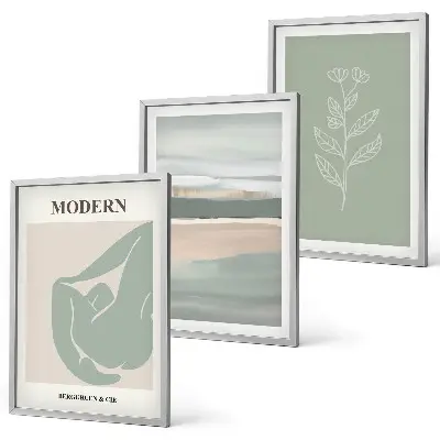 Cadre photo mural motifs de formes végétales abstraites dans des tons pastel