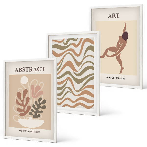 Lot de 3 tableaux pour salon Motifs abstraits bohèmes de Matisse