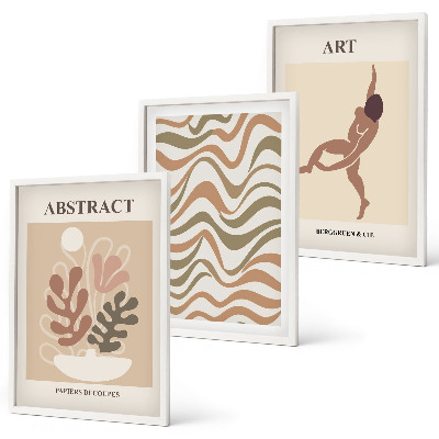 Lot de 3 tableaux pour salon Motifs abstraits bohèmes de Matisse