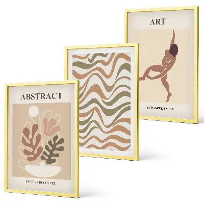Lot de 3 tableaux pour salon avec motifs abstraits bohèmes de Matisse