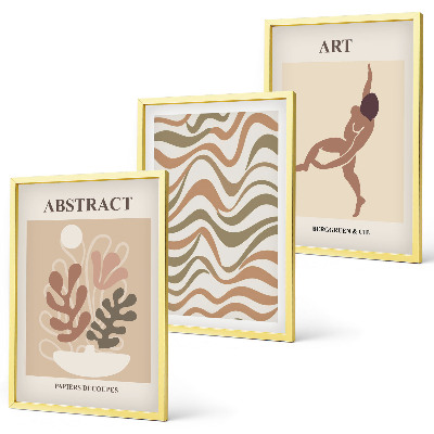 Lot de 3 tableaux pour salon Motifs abstraits bohèmes de Matisse