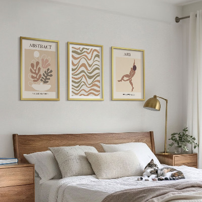 Lot de 3 tableaux pour salon Motifs abstraits bohèmes de Matisse