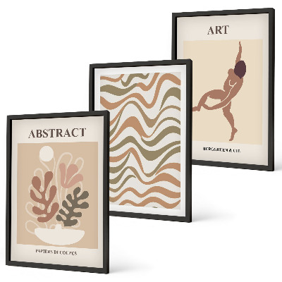 Lot de 3 tableaux pour salon Motifs abstraits bohèmes de Matisse