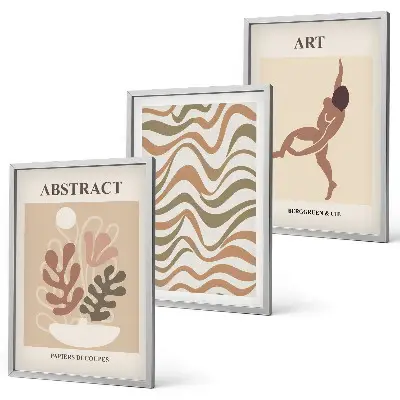 Lot de 3 tableaux pour salon avec motifs abstraits bohèmes de Matisse
