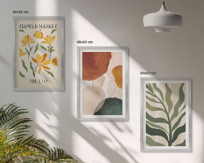 Lot de 3 tableaux pour salon Formes abstraites florales
