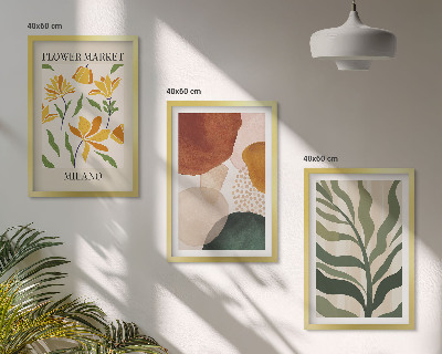 Lot de 3 tableaux pour salon Formes abstraites florales