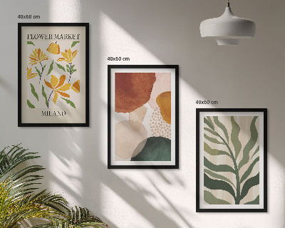 Lot de 3 tableaux pour salon Formes abstraites florales