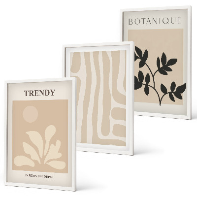 Cadre photo mural Motifs végétaux élégants beige noir