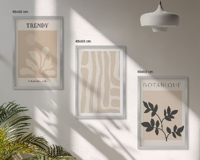 Cadre photo mural Motifs végétaux élégants beige noir