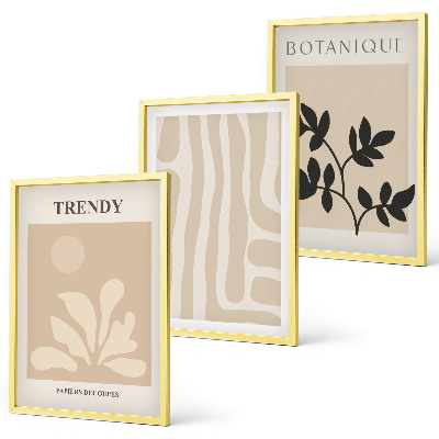 Cadre photo mural Motifs végétaux élégants beige noir