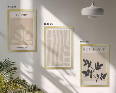 Cadre photo mural Motifs végétaux élégants beige noir